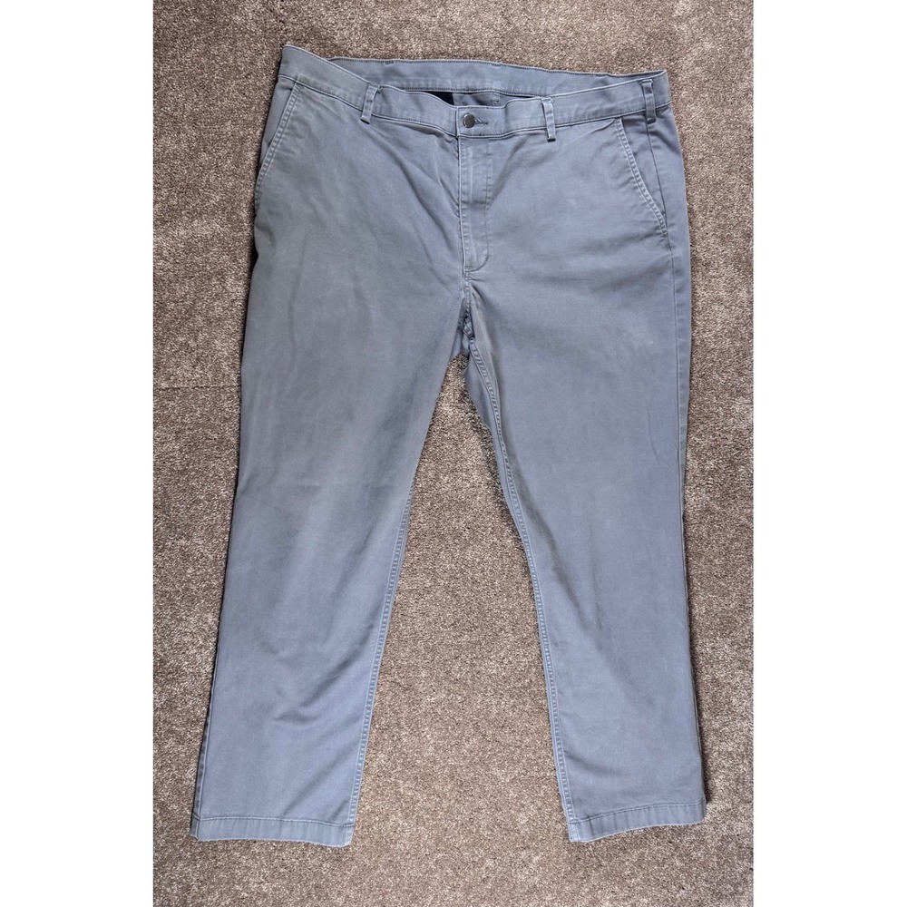 Duluth Trading 40 Grit Flex Slim Fit Chinos Pants Mens 44x32 Gray Cotton Poly